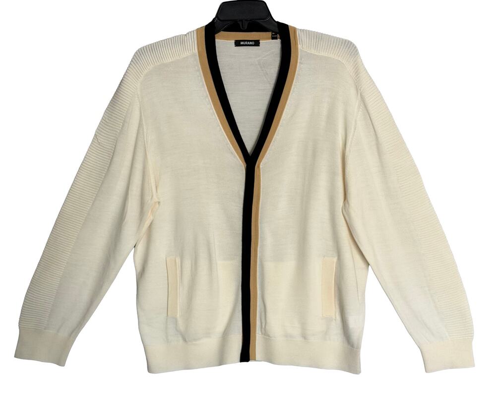 Murano Full-Zip Cardigan Sweater Men's XL "The Murano Show" Retro Look Cream NWT
